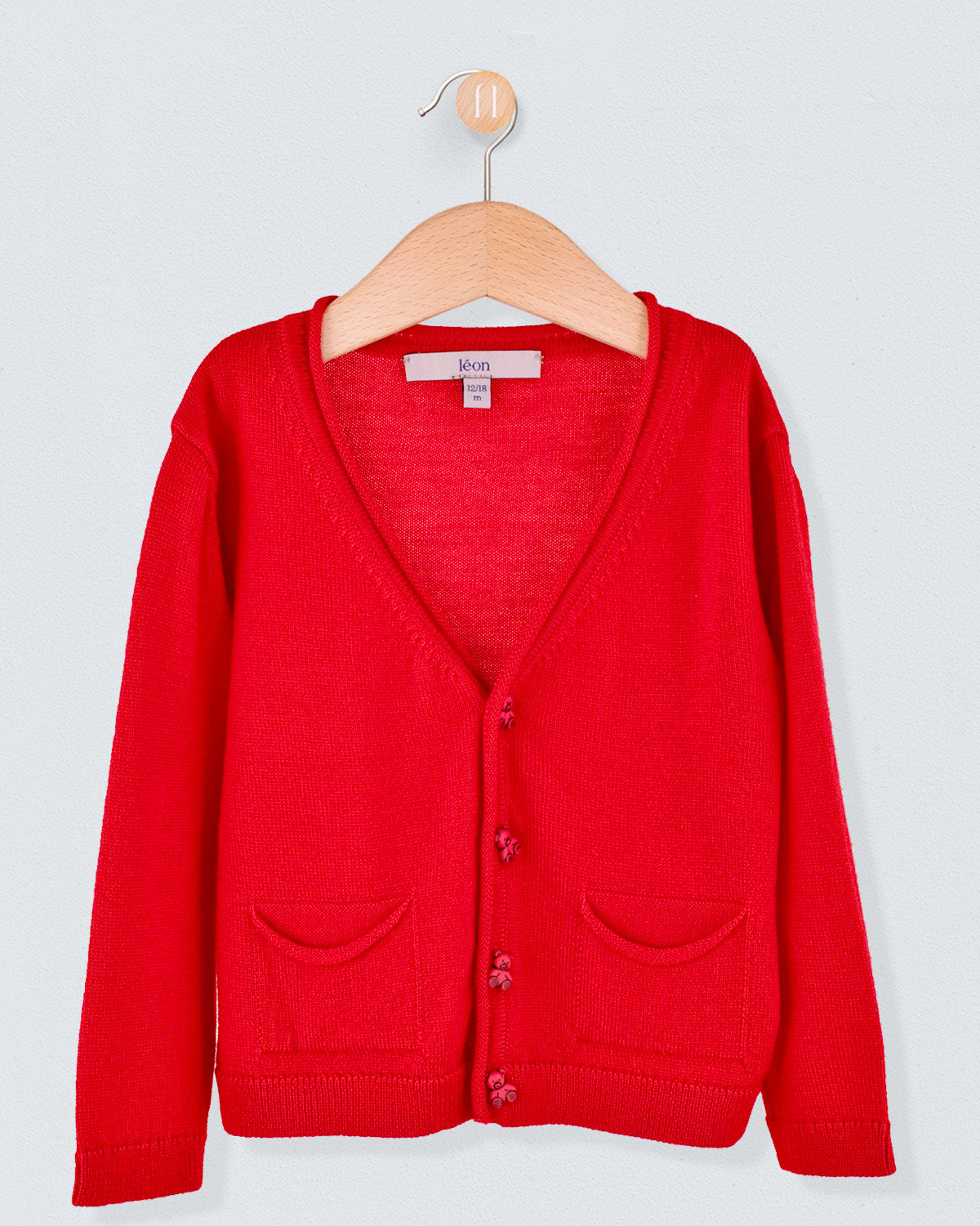 Peter Red Wool Bear Cardigan
